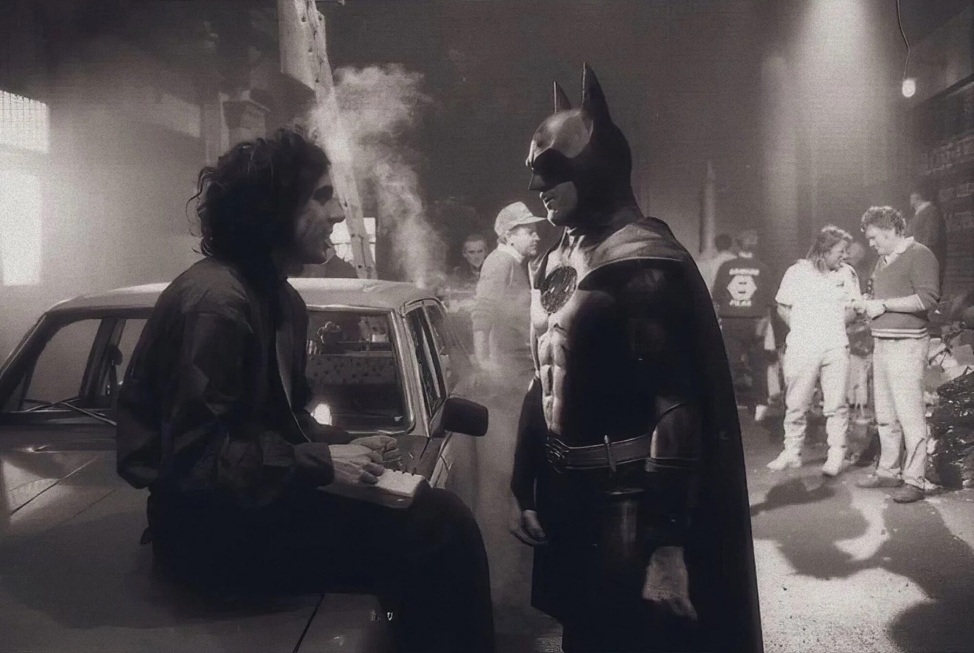 Tim Burton and Michael Keaton on the set of Batman 1989