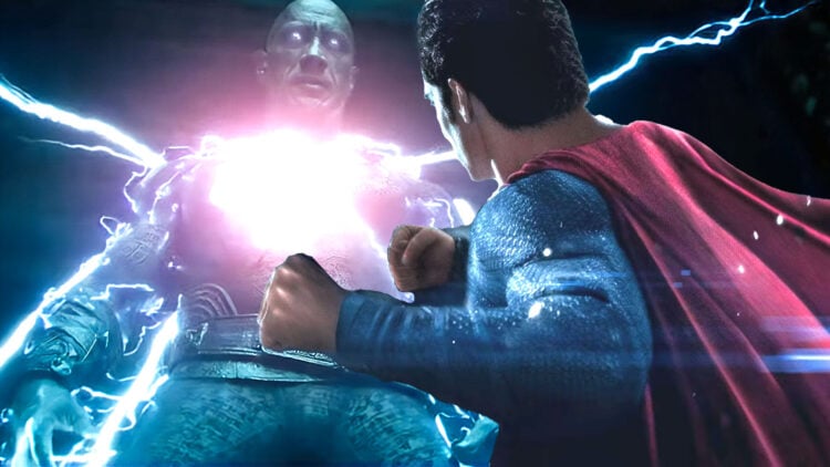 black adam dwayne the rock johnson henry cavill superman fight