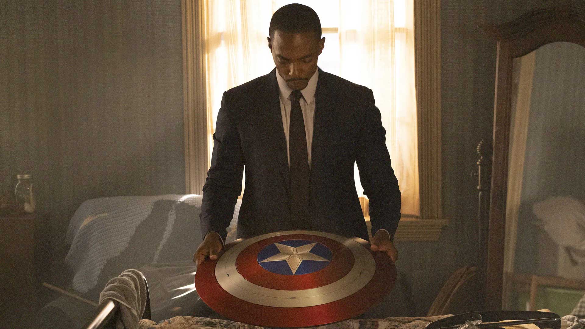 Anthony Mackie Captain America shield USA